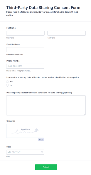 Third Party Data Sharing Consent Form Template
