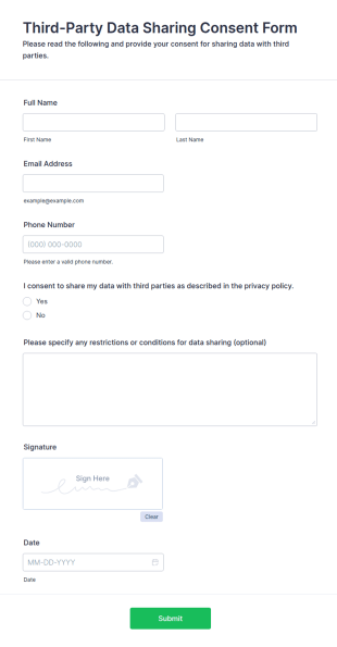 Third Party Data Sharing Consent Form Template