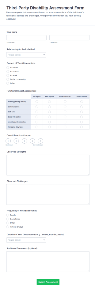 Third Party Disability Assessment Form Template