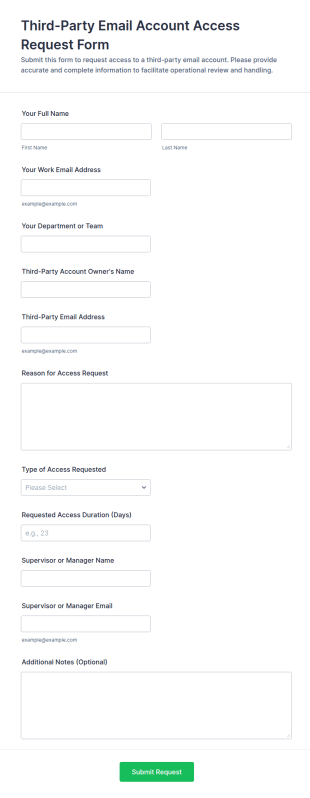Third Party Email Account Access Request Form Template
