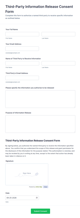 Third Party Information Release Consent Form Template
