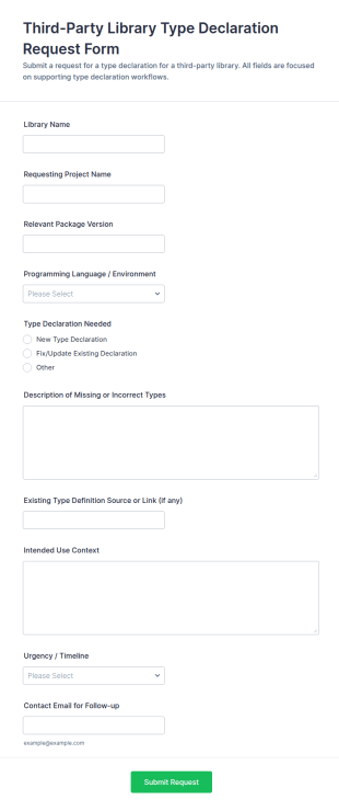 Third Party Library Type Declaration Request Form Template