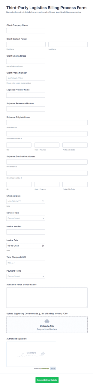 Third Party Logistics Billing Process Form Template