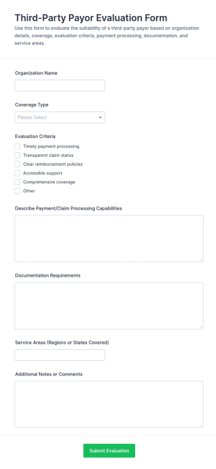 Third Party Payor Evaluation Form Template