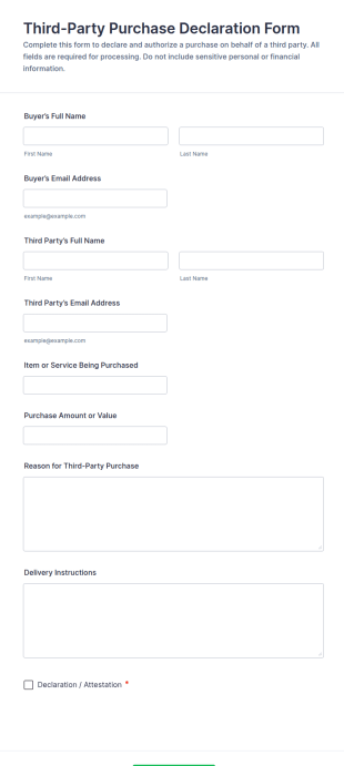 Third Party Purchase Declaration Form Template
