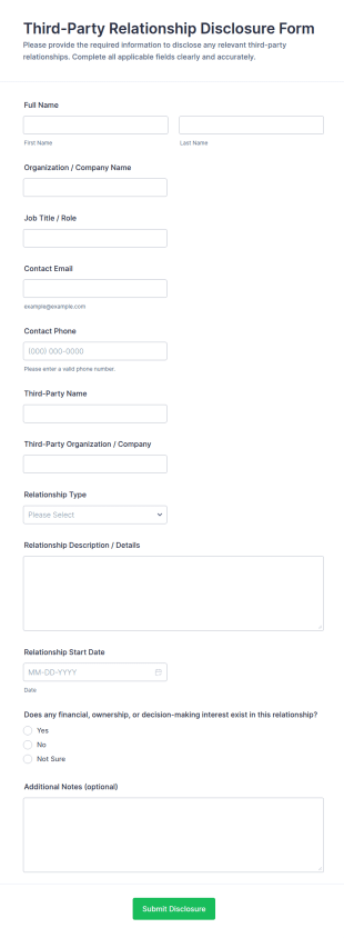 Third Party Relationship Disclosure Form Template