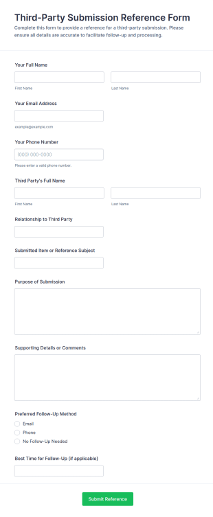 Third Party Submission Reference Form Template
