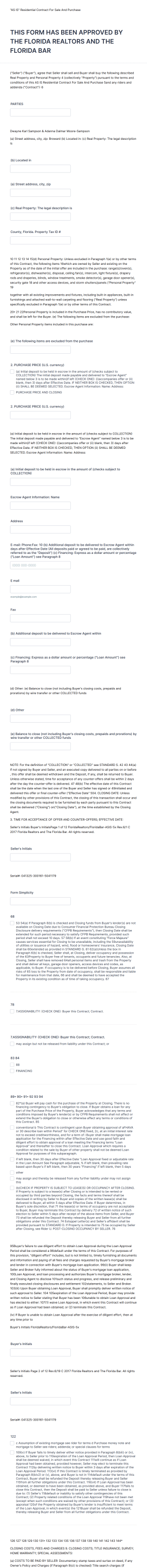 This Form Has Been Approved By The Florida Realtors And The Florida Bar Form Template