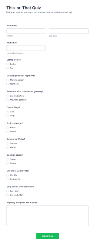 This Or That Quiz Form Template