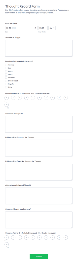 Thought Record Form Template