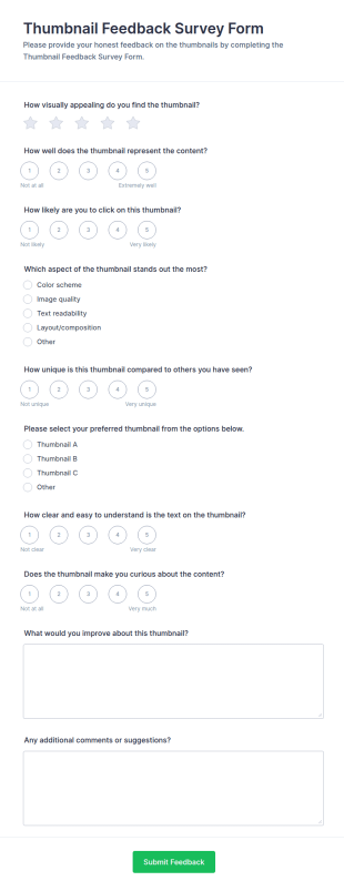Thumbnail Feedback Survey Form Template