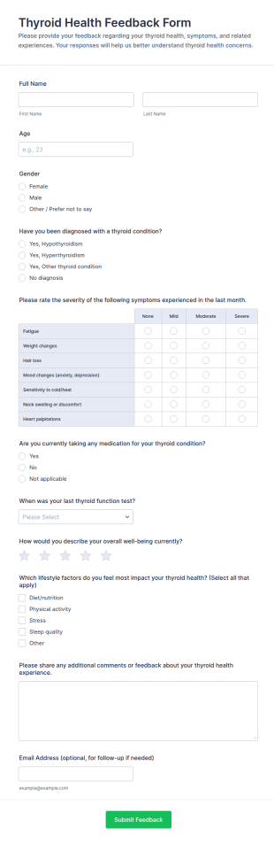 Thyroid Health Feedback Form Template