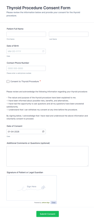 Thyroid Procedure Consent Form Template