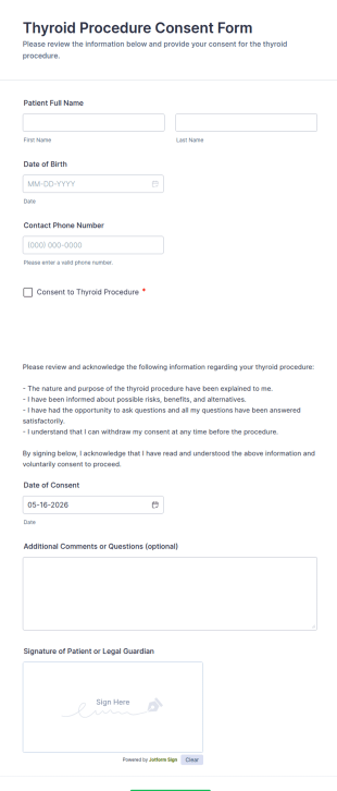 Thyroid Procedure Consent Form Template