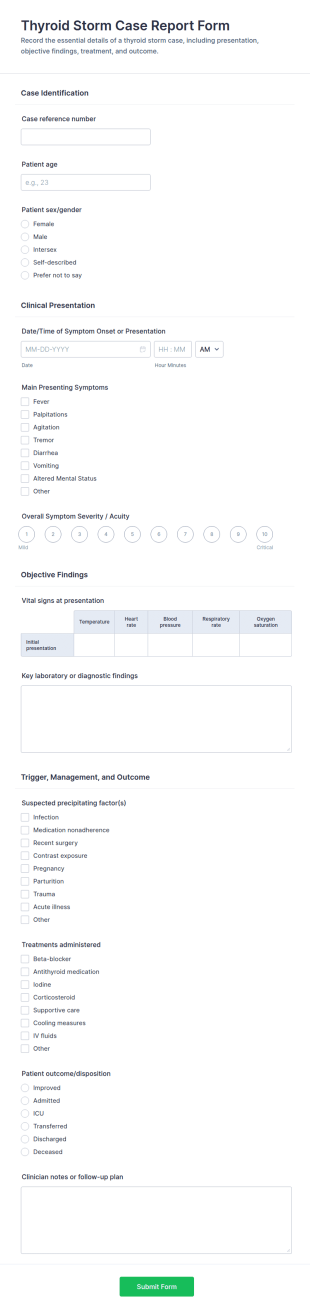 Thyroid Storm Case Report Form Template