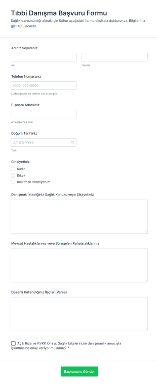 Tıbbi Danışma Başvuru Form Şablonu