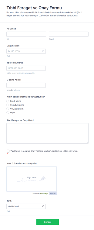 Tıbbi Feragat Ve Onay Form Template