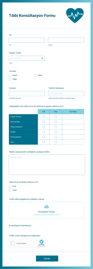 Tıbbi Konsültasyon Form Template