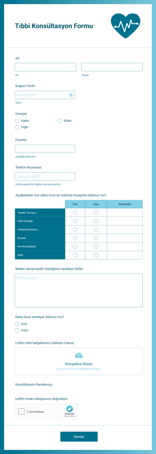 Tıbbi Konsültasyon Form Şablonu