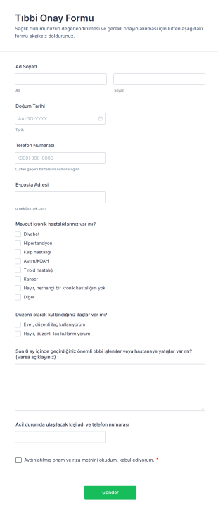 Tıbbi Onay Form Şablonu