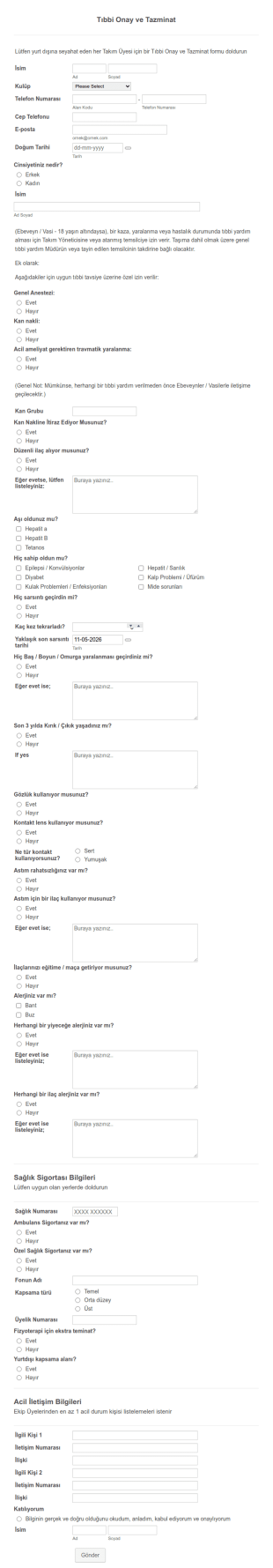Tıbbi Onay Ve Tazminat Form Şablonu