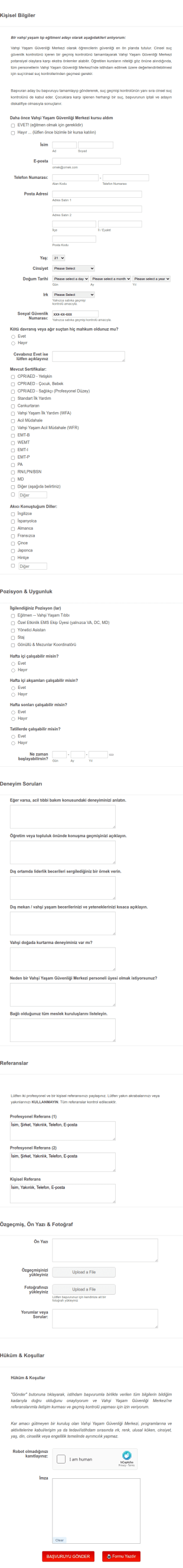 Tıbbi Personel Başvuru Form Şablonu