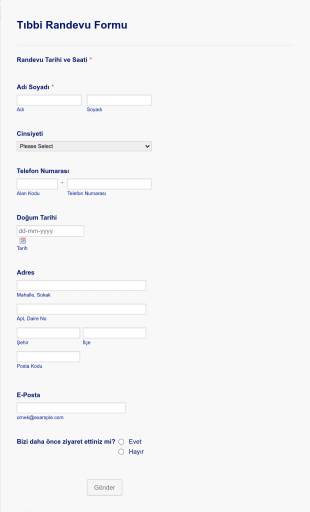 Tıbbi Randevu Form Template