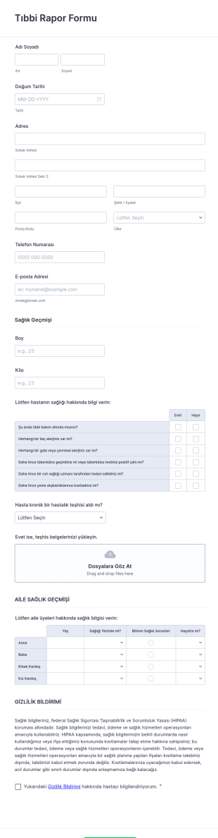 Tıbbi Rapor Form Şablonu