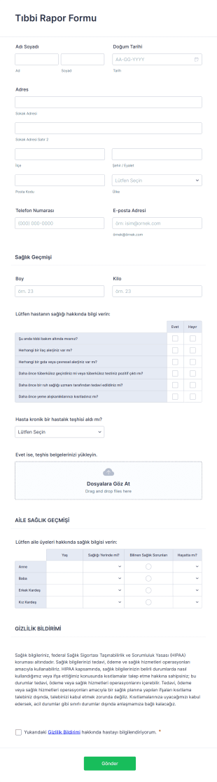 Tıbbi Rapor Form Şablonu