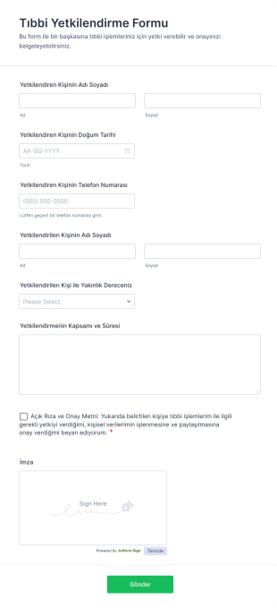 Tıbbi Yetkilendirme Form Template