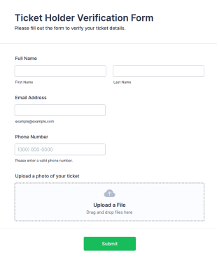 Ticket Holder Verification Form Template