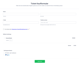 Ticket Kaufformular