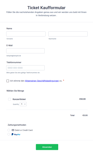 Ticket Kaufformular