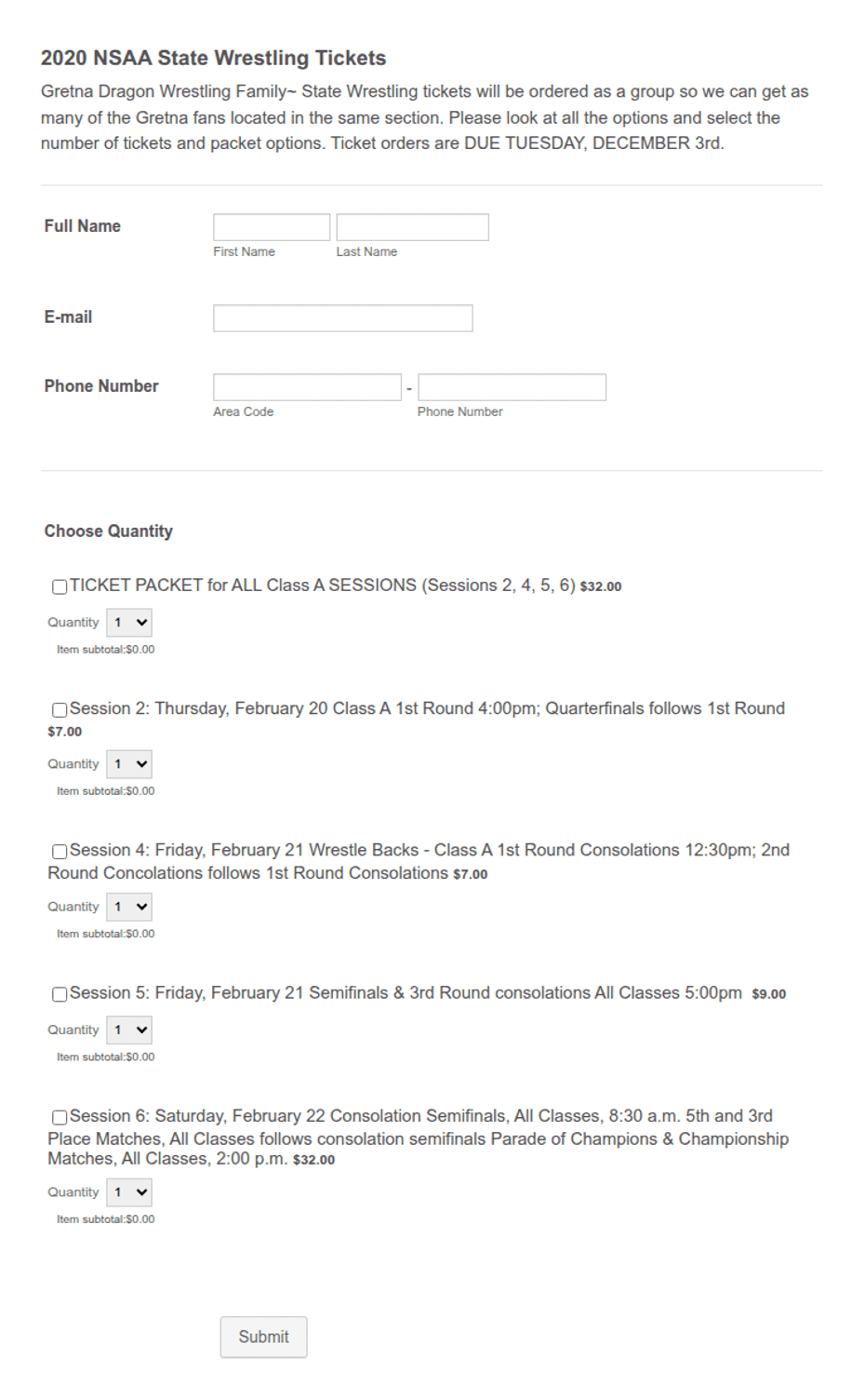 Ticket Order Form Template Jotform