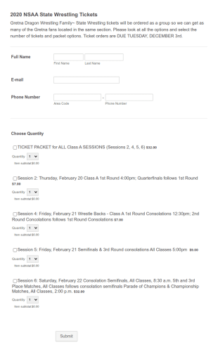 Ticket Order Form Template