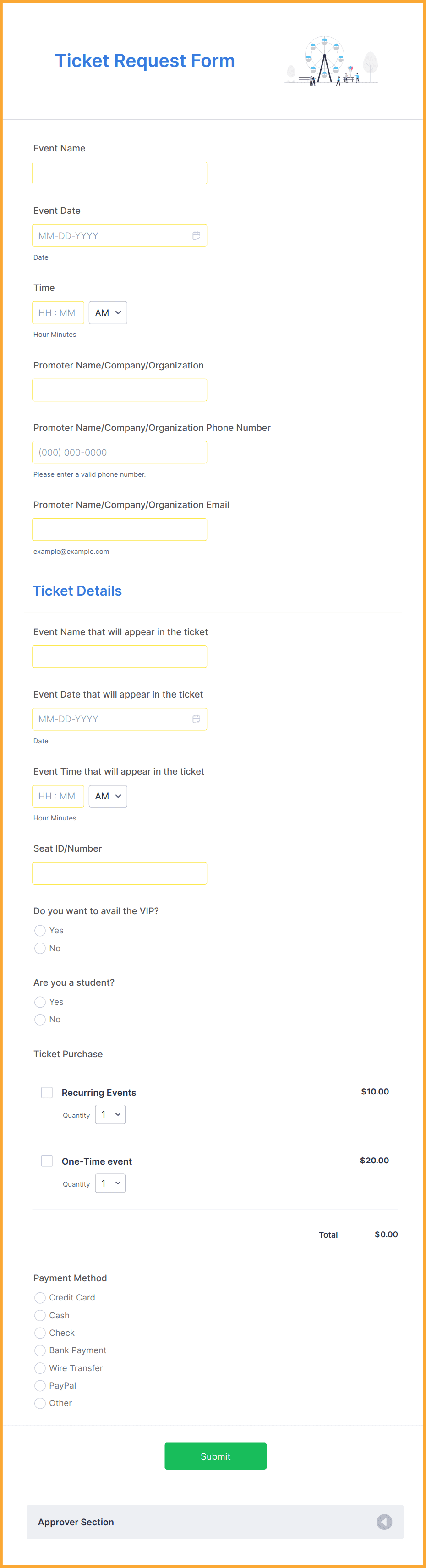 Ticket Request Form Template | Jotform