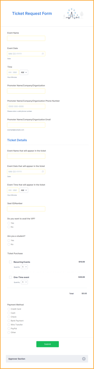 Ticket Request Form Template