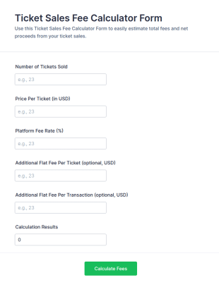 Ticket Sales Fee Calculator Form Template