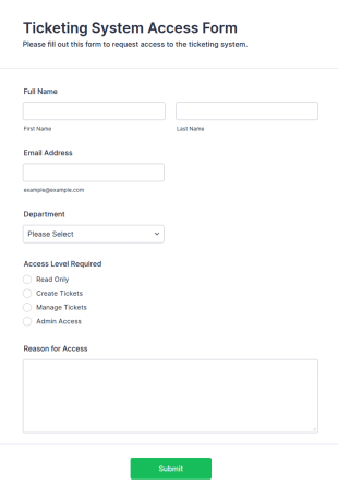 Ticketing System Access Form Template