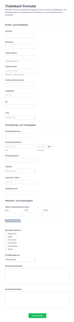 Ticketkauf Formular