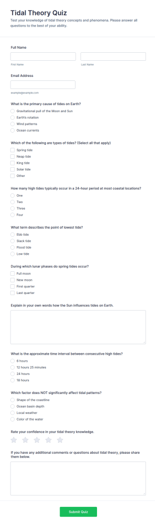 Tidal Theory Quiz Form Template