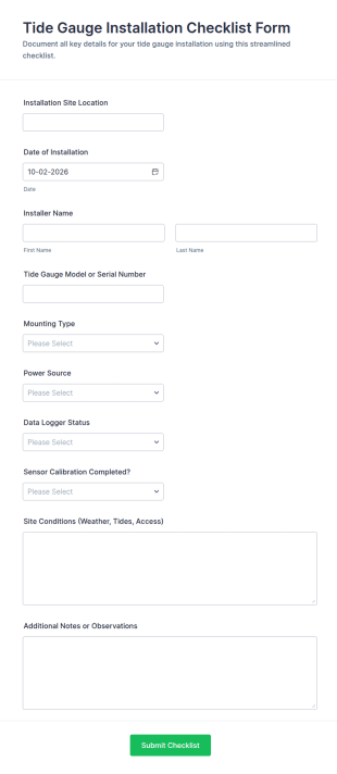 Tide Gauge Installation Checklist Form Template