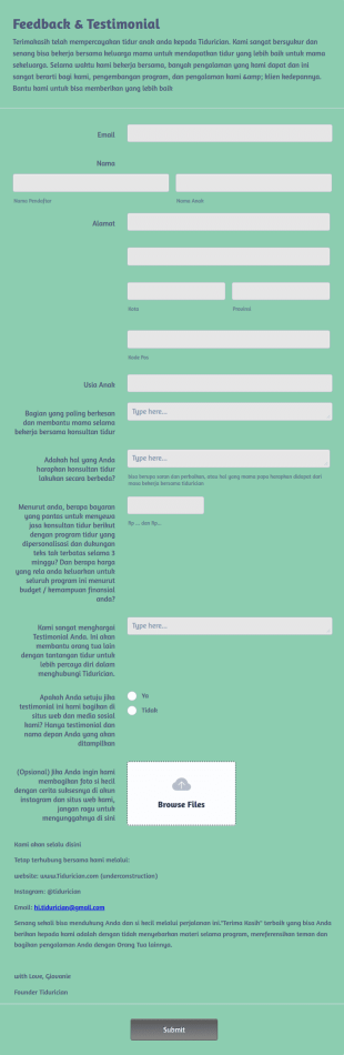 Tidurician Graduates Feedback Form