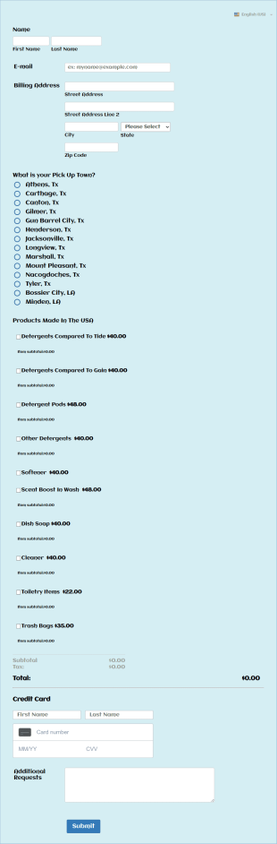 Tidy Order Form Template
