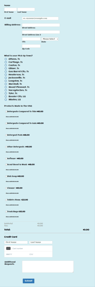 Tidy Order Form Template