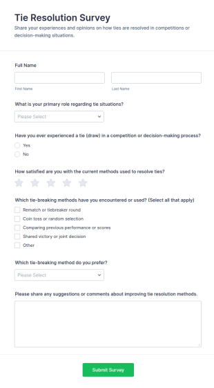 Tie Resolution Survey Form Template