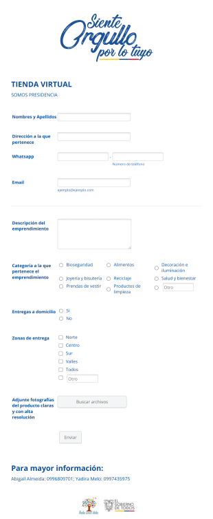 Tienda Virtual Form Template