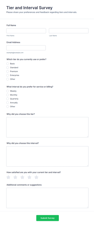Tier And Interval Survey Form Template