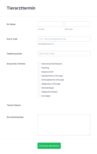 Tierarzttermin Vorlage Form Template