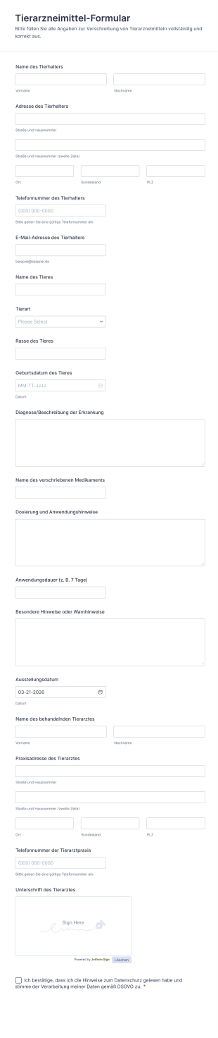 Tierarzneimittel Formular